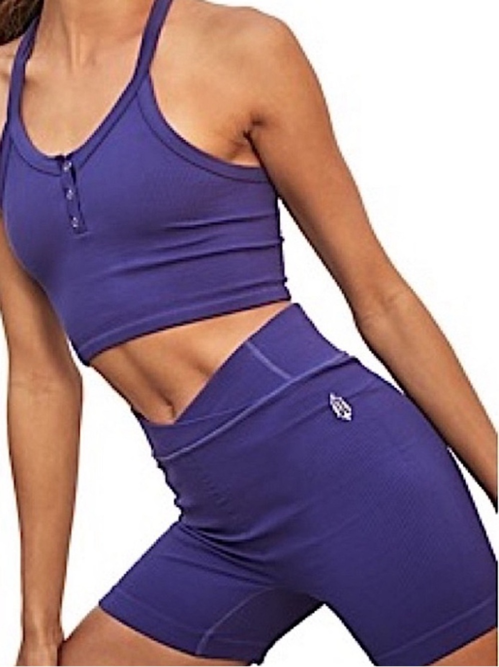 NWT FP Movement Free Throw Shorts Outerspace Purple Blue Ribbed Crossover Waist